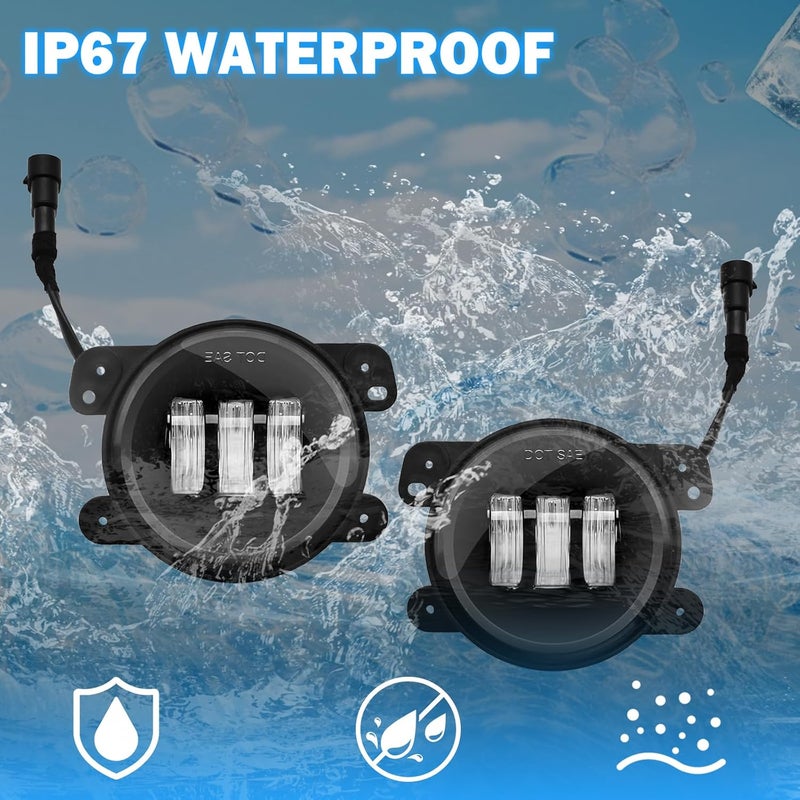BOXLIGHT LED Fog Lights Assembly Compatible With Jeep Wrangler 2007-2018 DRL Front Bumper Driving Fog Lamp Kits Fog Light Driver & Passenger Side - Image 5